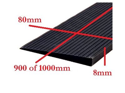 Rubber drempelhulp 0,8cm zwart (tweedehands)